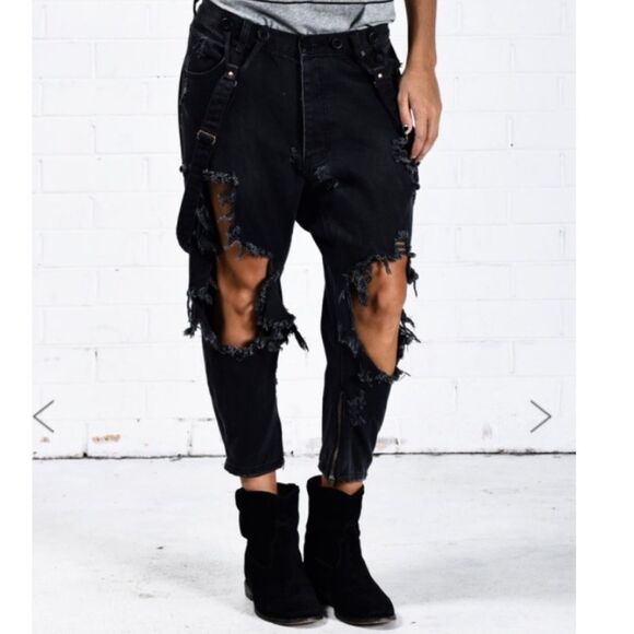 One Teaspoon Black Suspender Denim Jeans(Size 26) - Picture 1 of 11